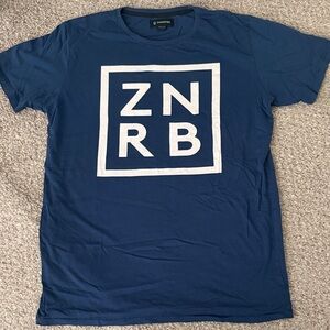 Zanerobe Blue Tee with White ZNRB Square Logo